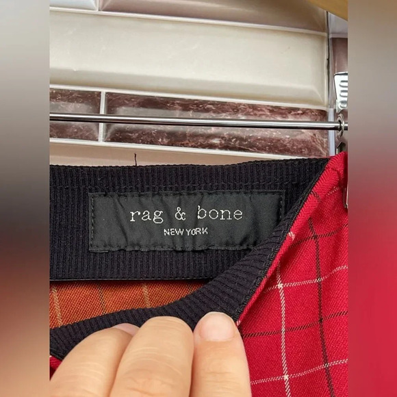 Rag & Bone Red Multi Simone High Rise Plaid Pants size 2 - Picture 5 of 13